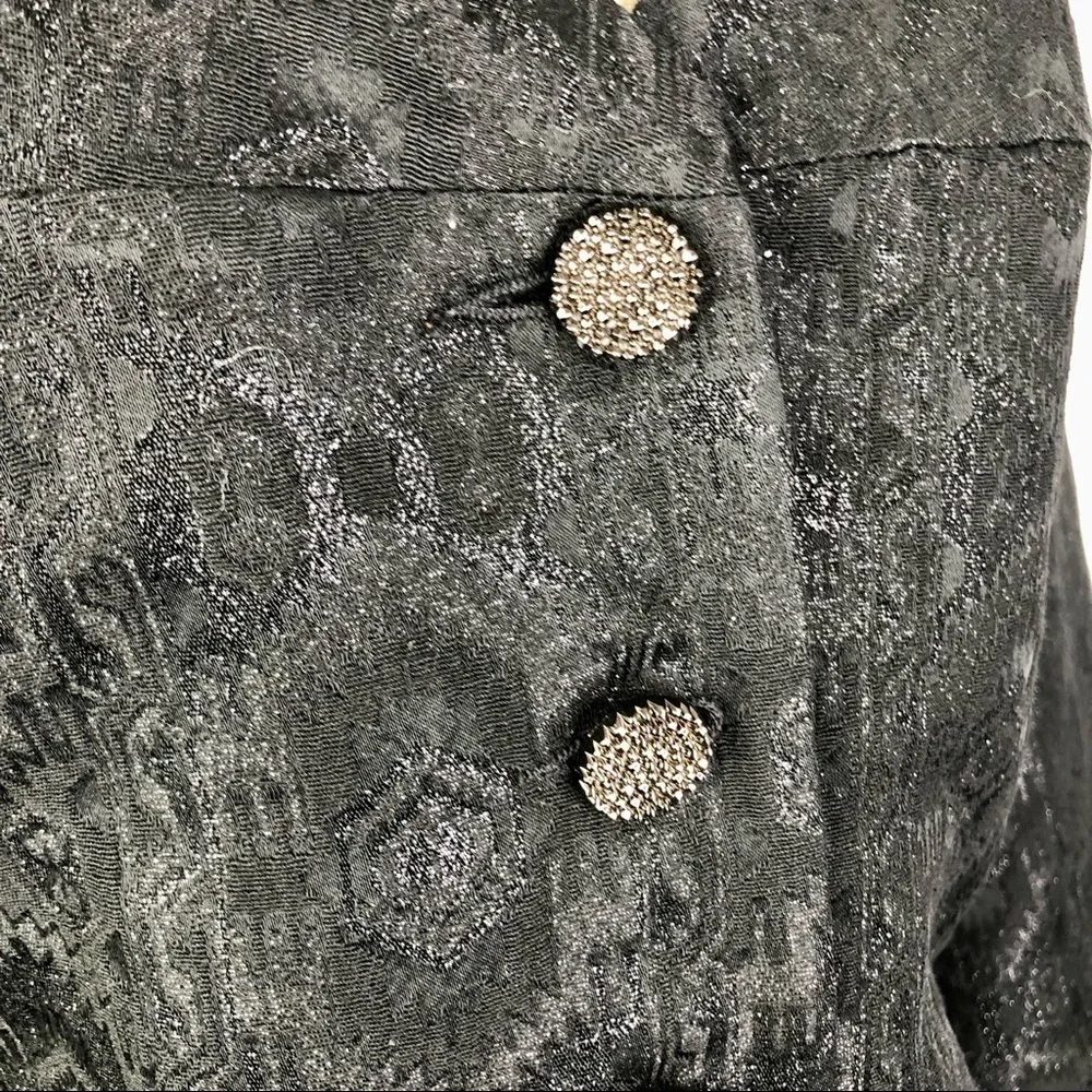 Nicole Miller Collection vintage jacket black metallic brocade bell sleeves S - Picture 4 of 11